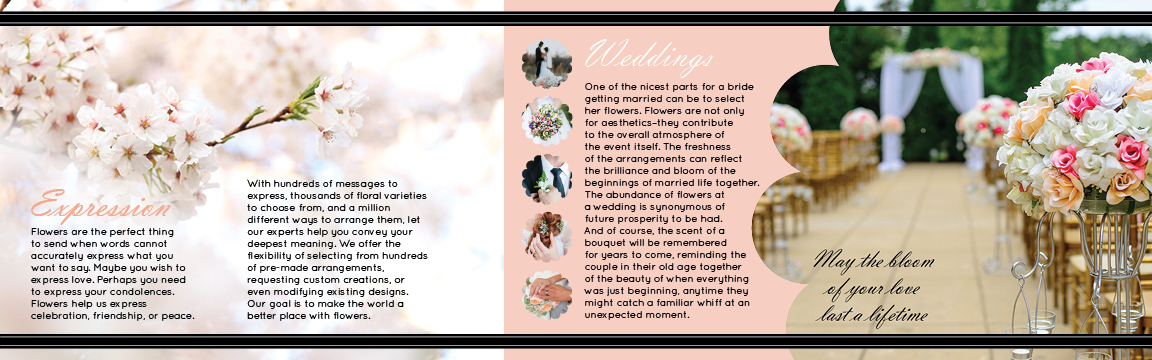 Photo of a brochure mockups Julie made for a class assignment