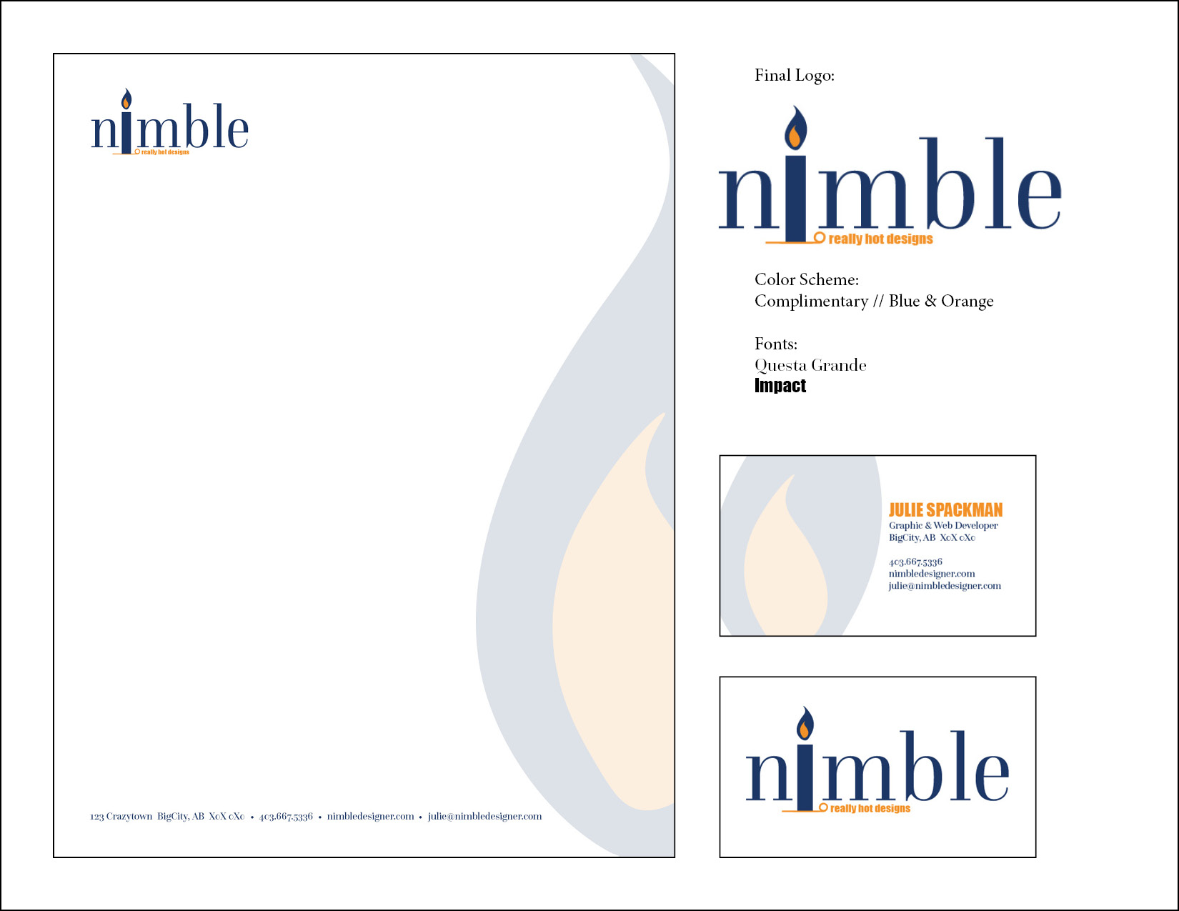 image of the Nimble logo iterations Julie made for a class project