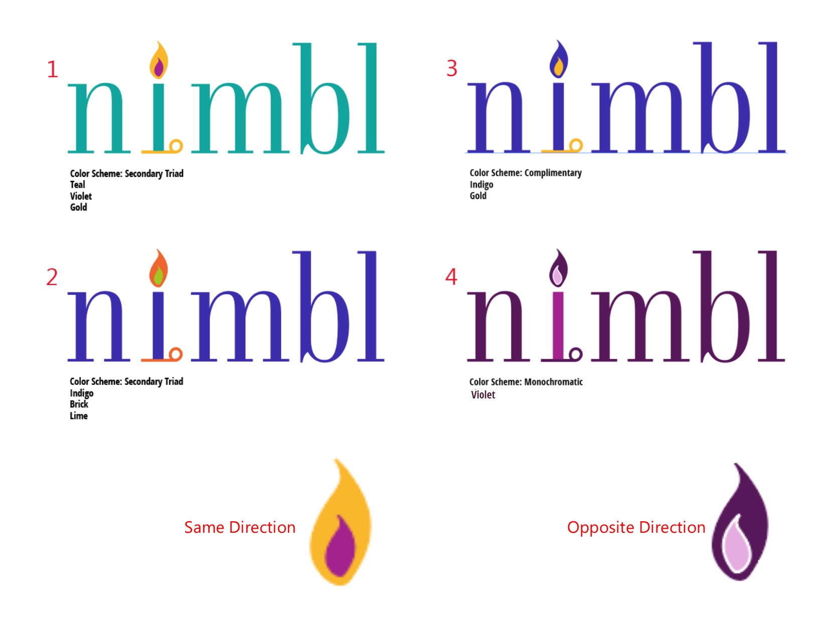 image of the Nimble logo iterations Julie made for a class project