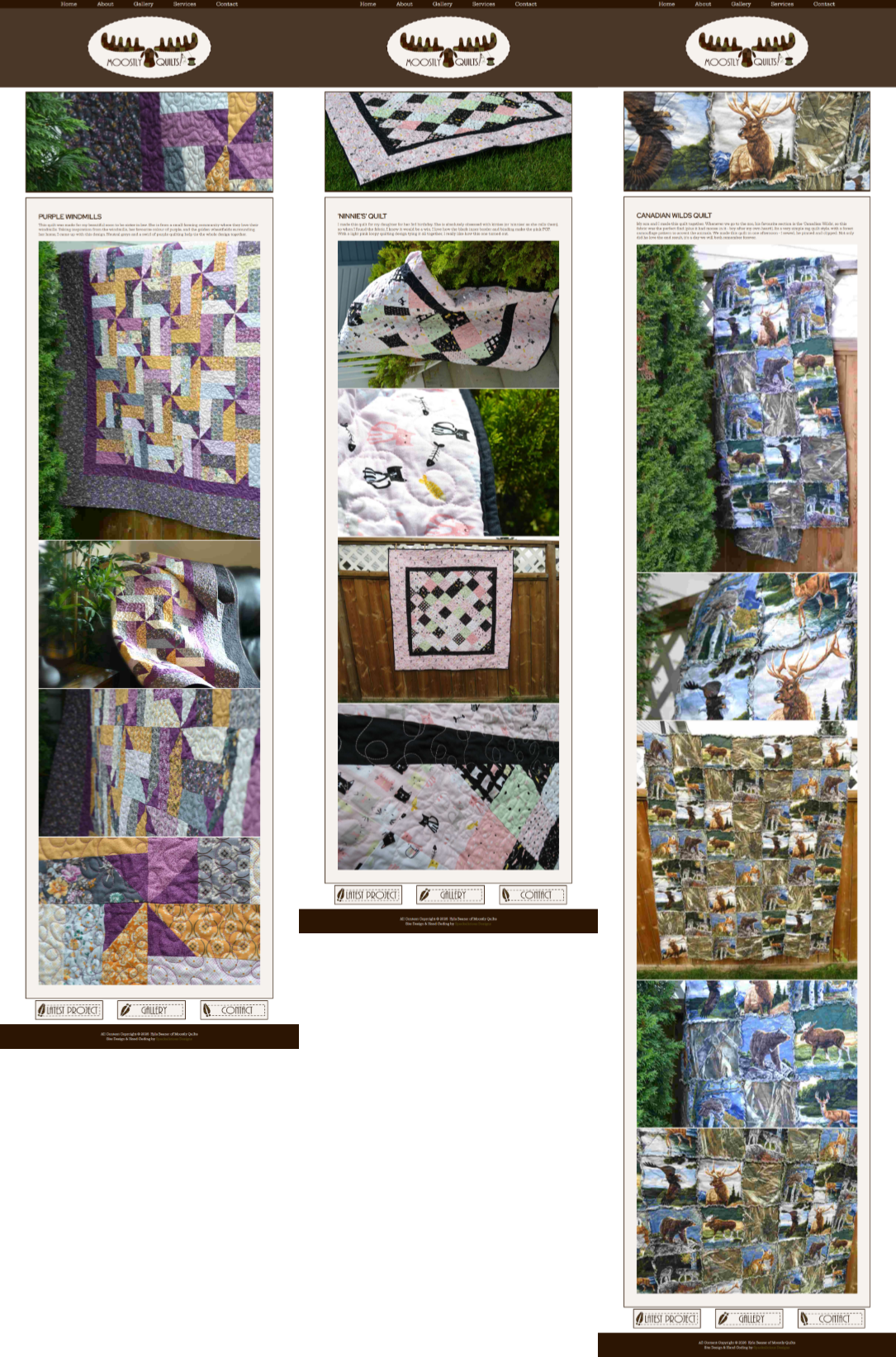 Image of the home page of the Moostly Quilts website