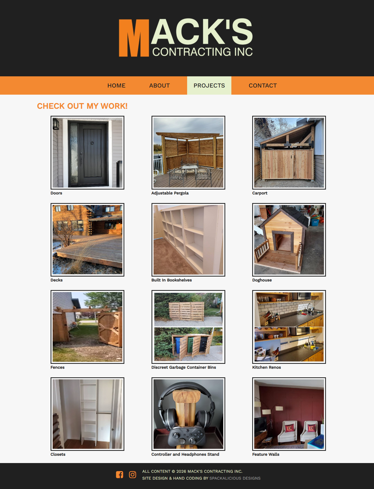 Image of Mack's Contracting Website