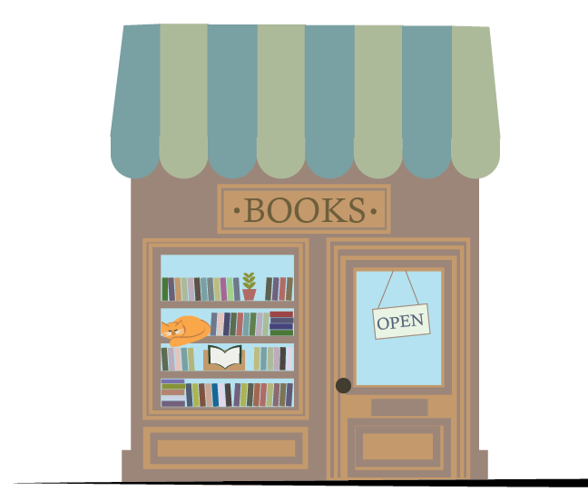 The bookshop from Julie's class project using Adobe Illustrator to make a city scene.