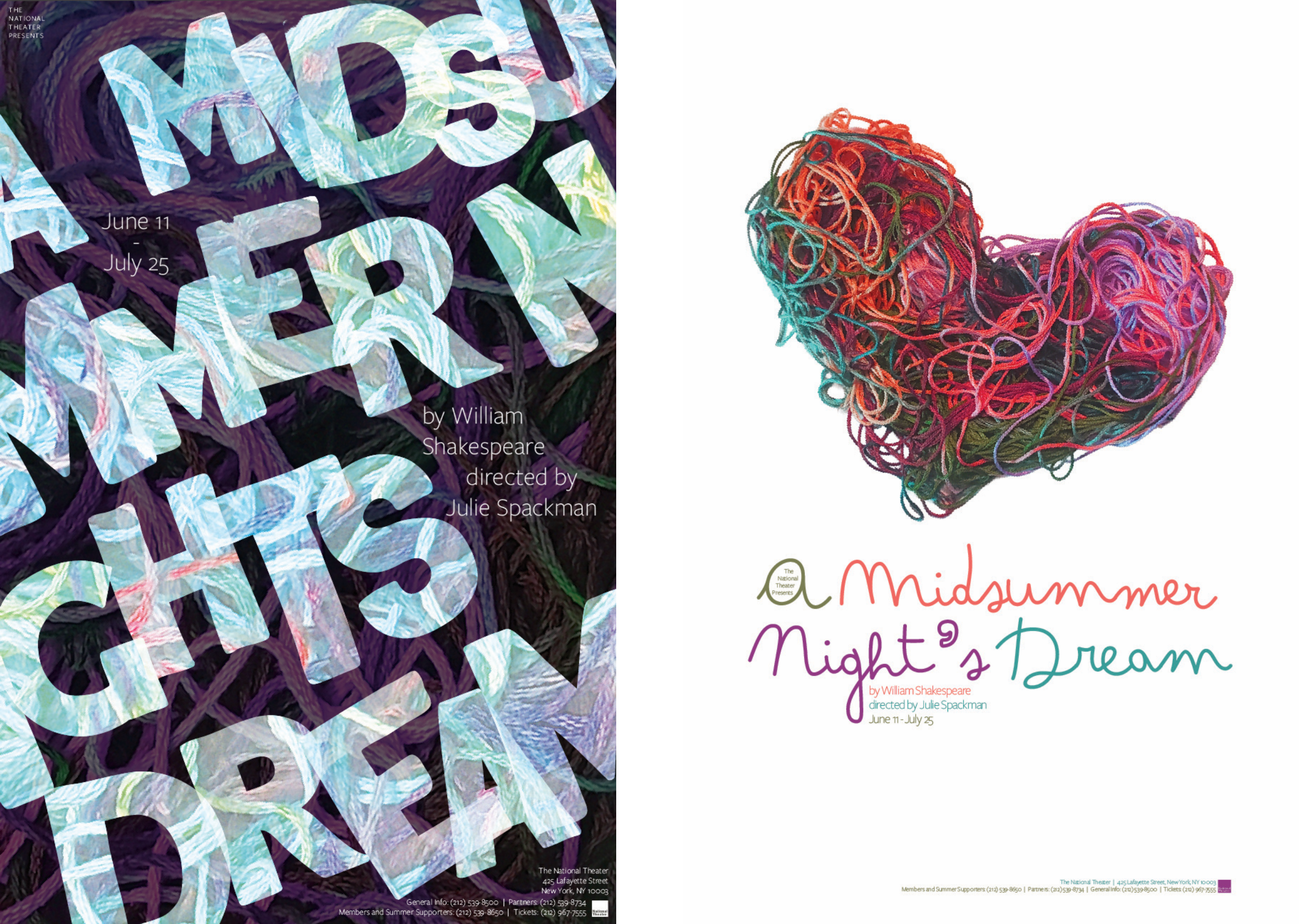 Posters designed by Julie Spackman for Shakespeare's Midsummer Night's Dream