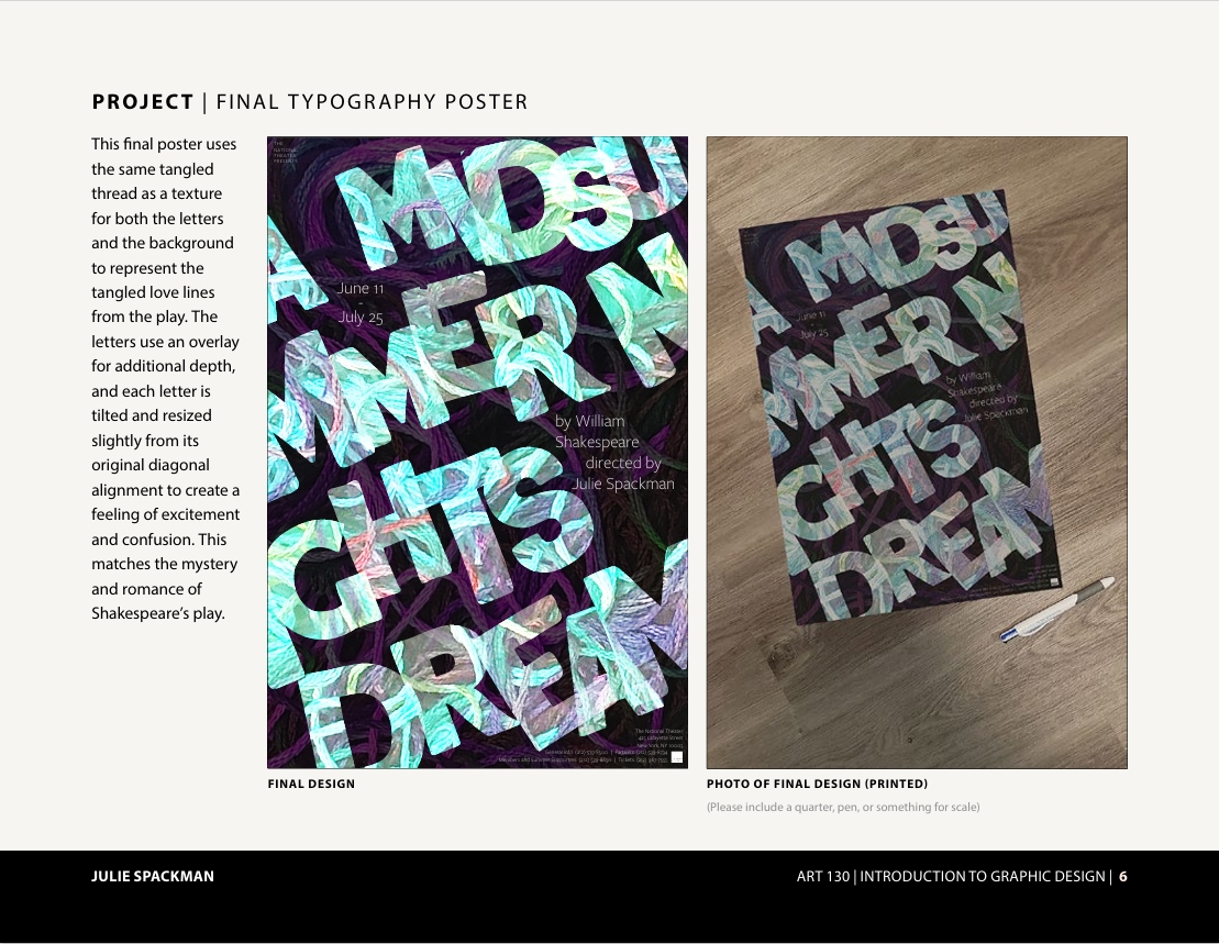 Posters designed by Julie Spackman for Shakespeare's Midsummer Night's Dream