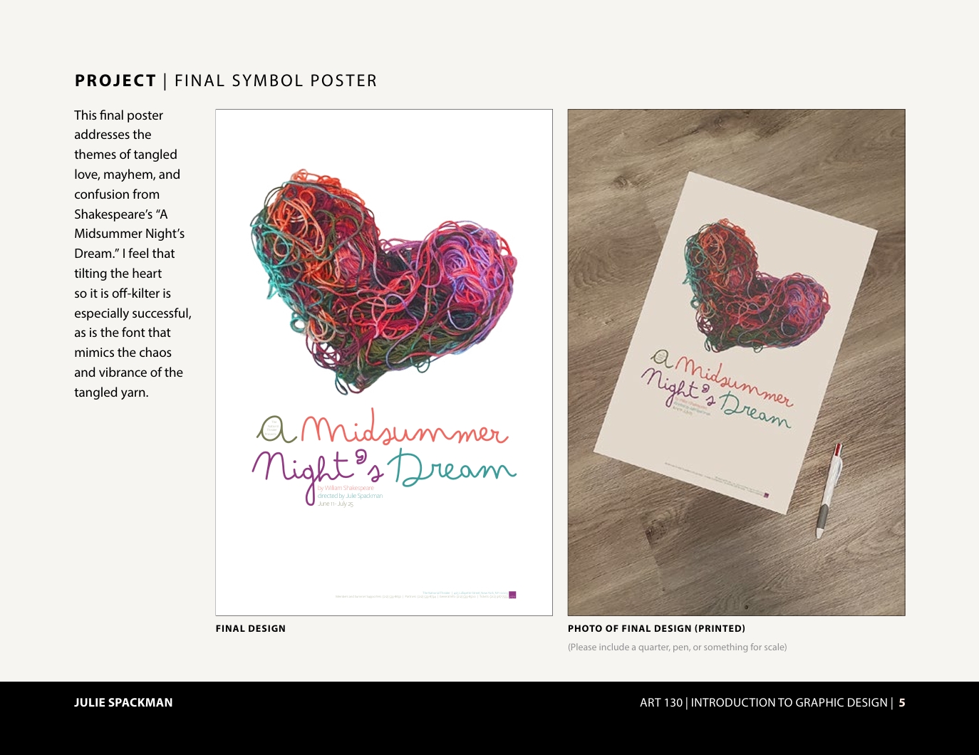 Posters designed by Julie Spackman for Shakespeare's Midsummer Night's Dream