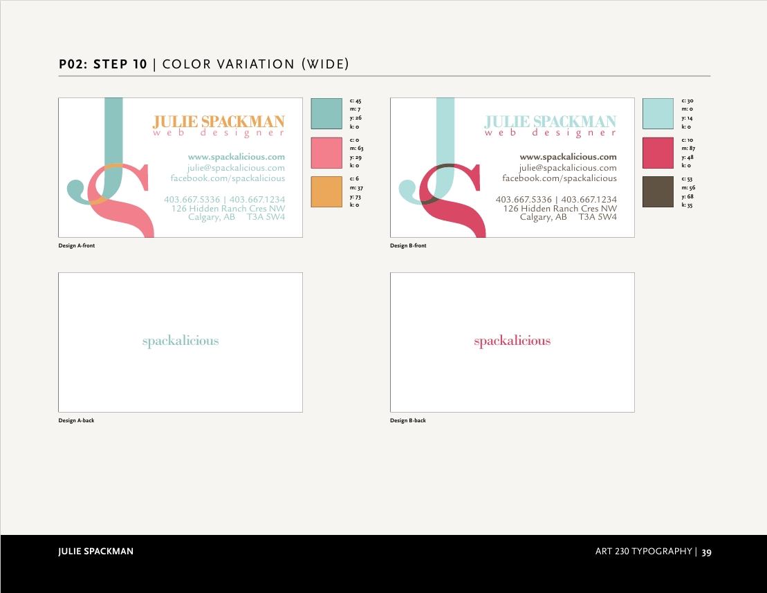 Design Process for Julie's Business Cards