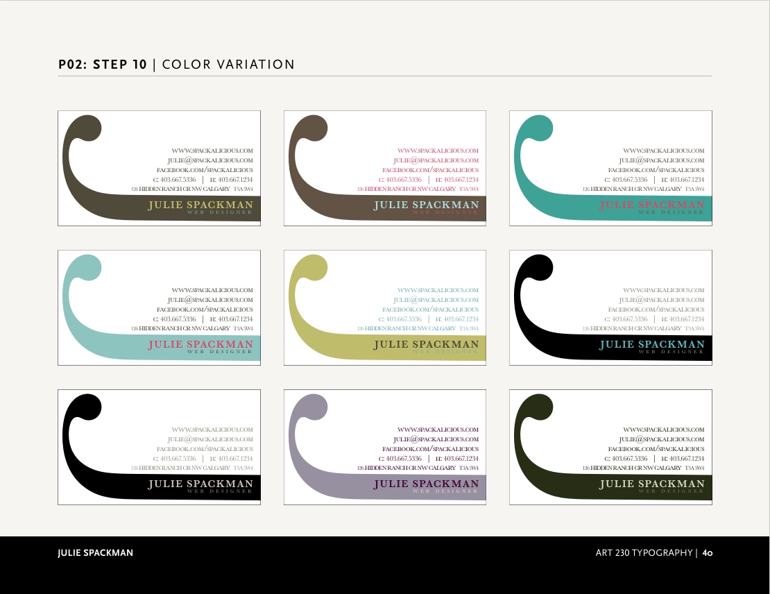 Design Process for Julie's Business Cards