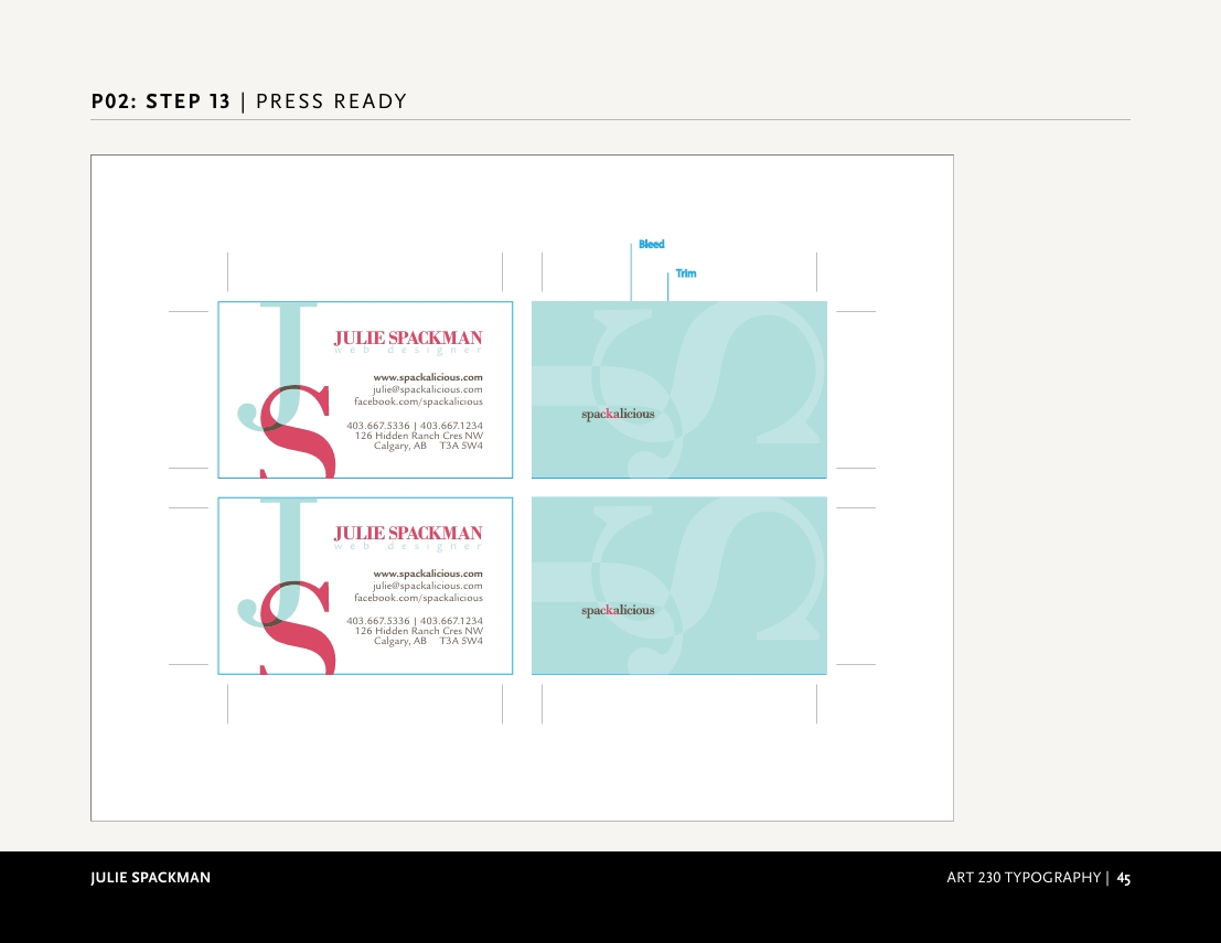 Design Process for Julie's Business Cards