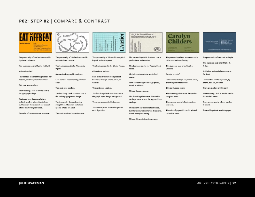 Design Process for Julie's Business Cards