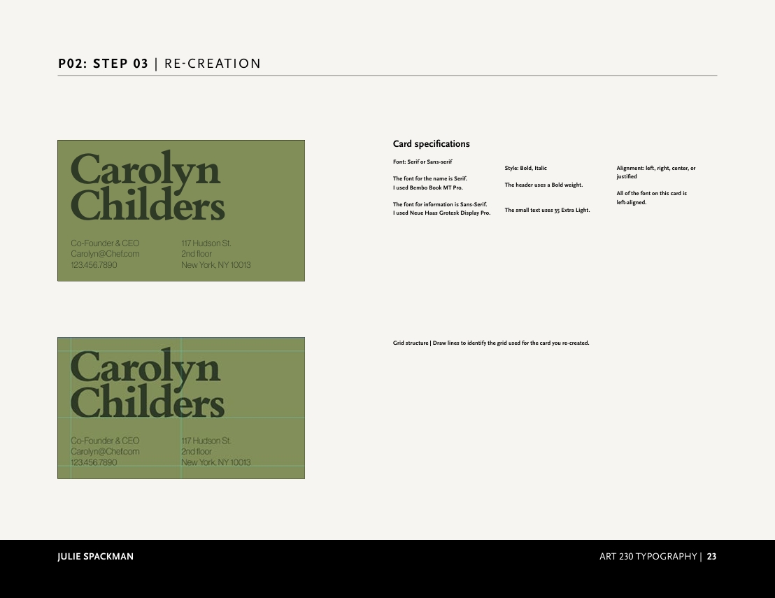 Design Process for Julie's Business Cards