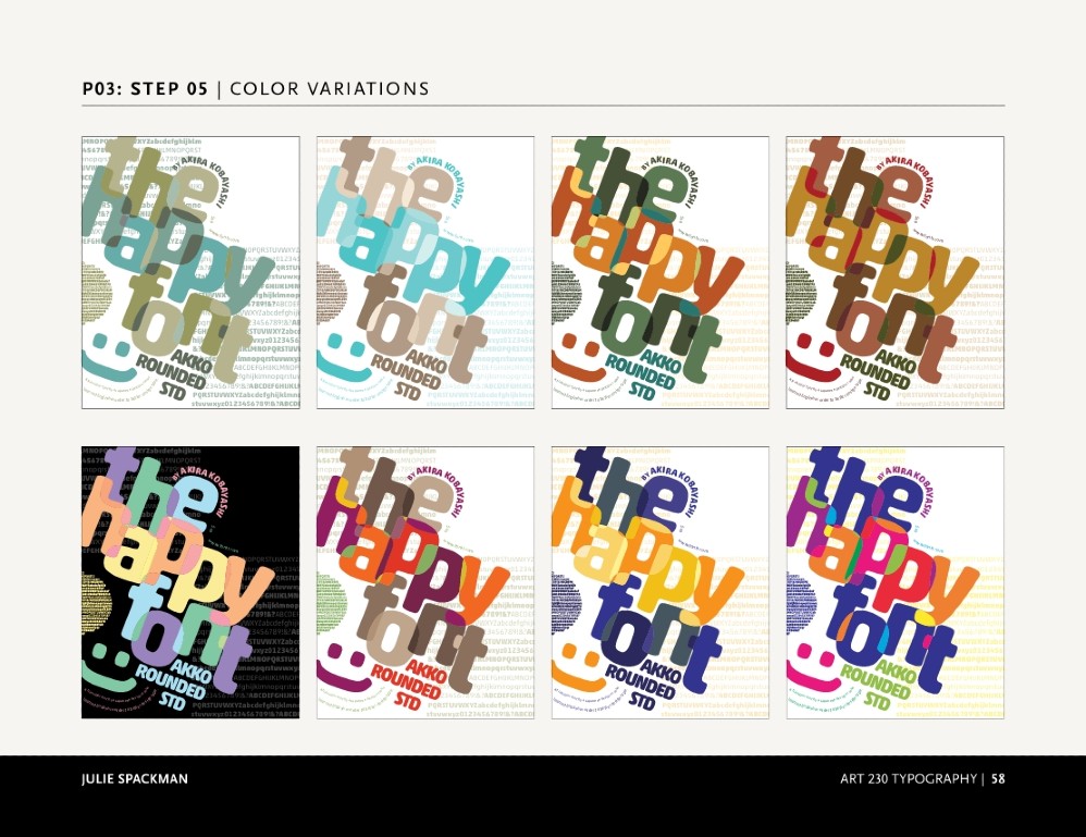 Design Process of Julie's class assignment for a Typography Poster