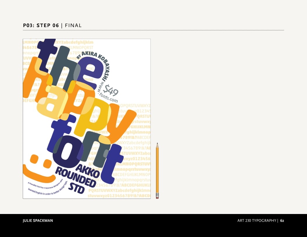 Design Process of Julie's class assignment for a Typography Poster