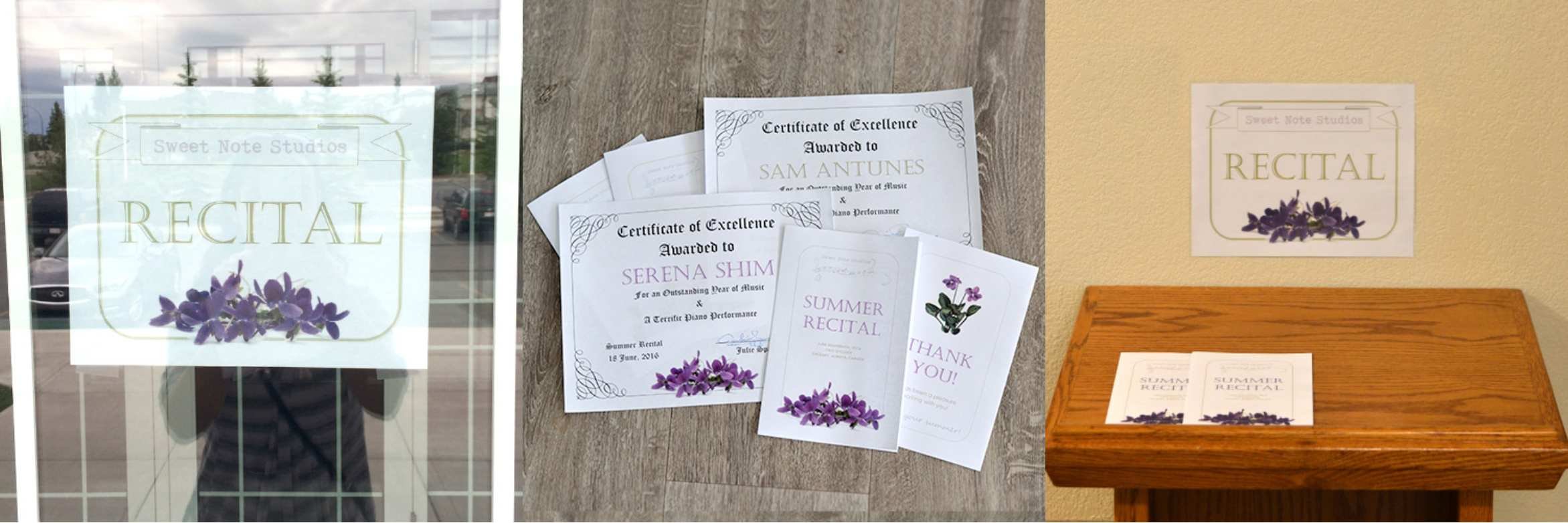 Sweet Note Studios Recital Stationary Image